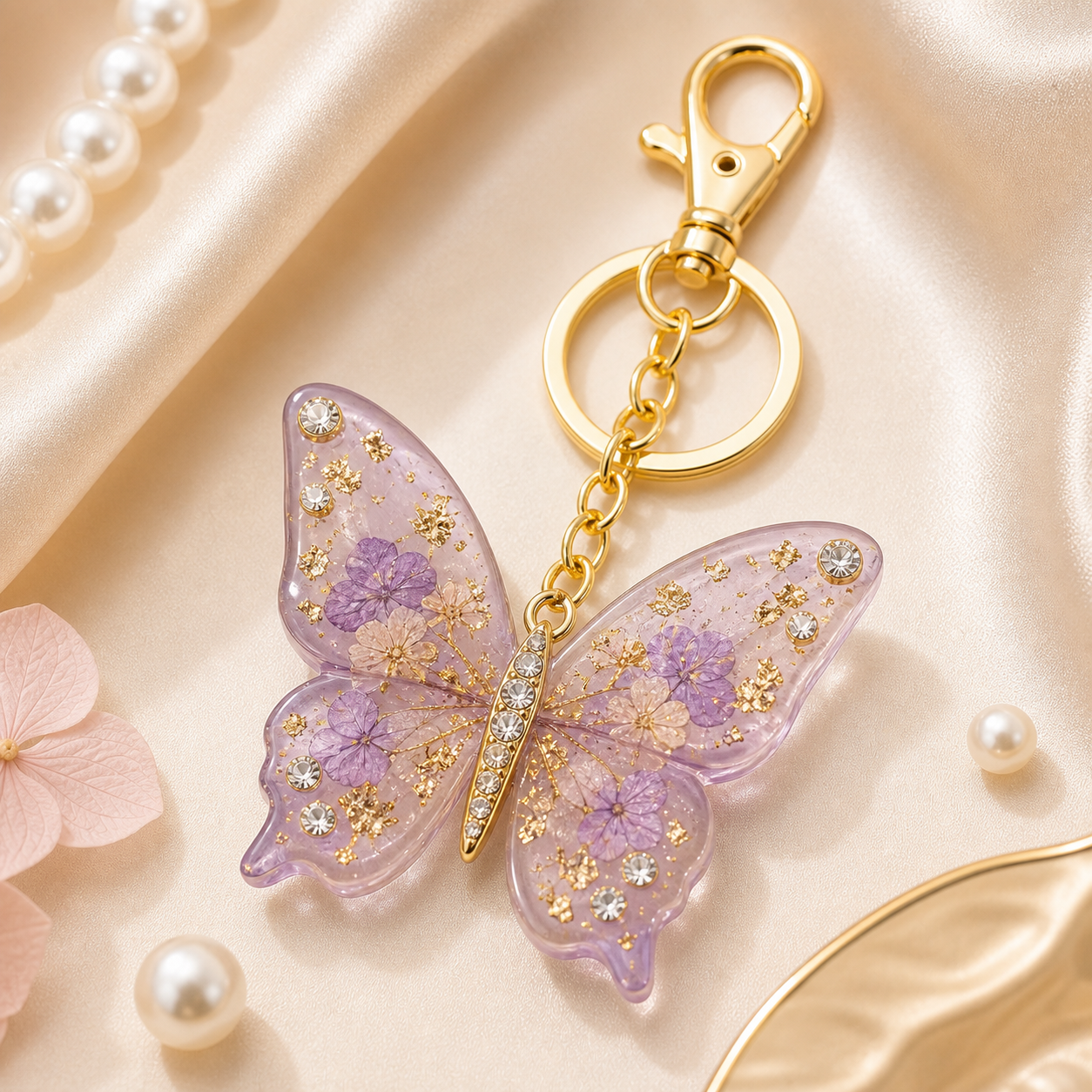 Lavender Resin Butterfly Keychain